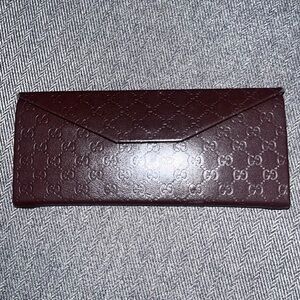 Gucci Embossed Monogram Envelope Case in Burgundy/Chocolate Brown